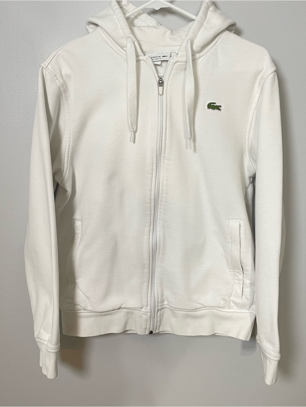 Lacoste Men’s Classic Fit Zip Up Fleece Sweatshirt White Size Medium Preppy
